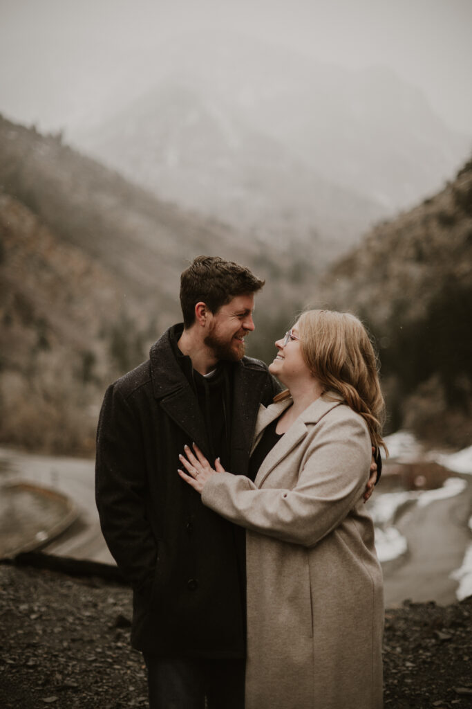 Couple walking around the mountains