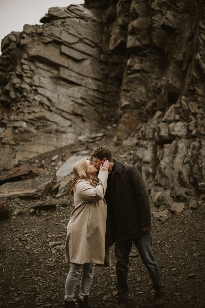 Couple walking around the mountains