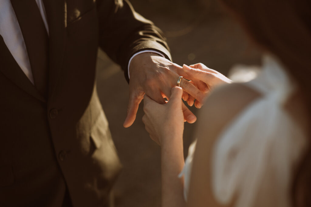 Ring exchange between bride and groom