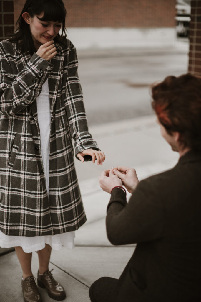 She said yes! Engagement photos after a surprise proposal.