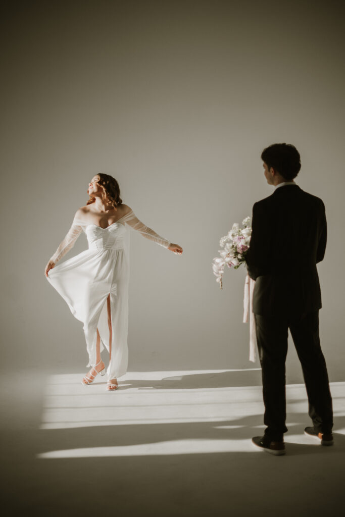 A bridal styled shoot in a studio