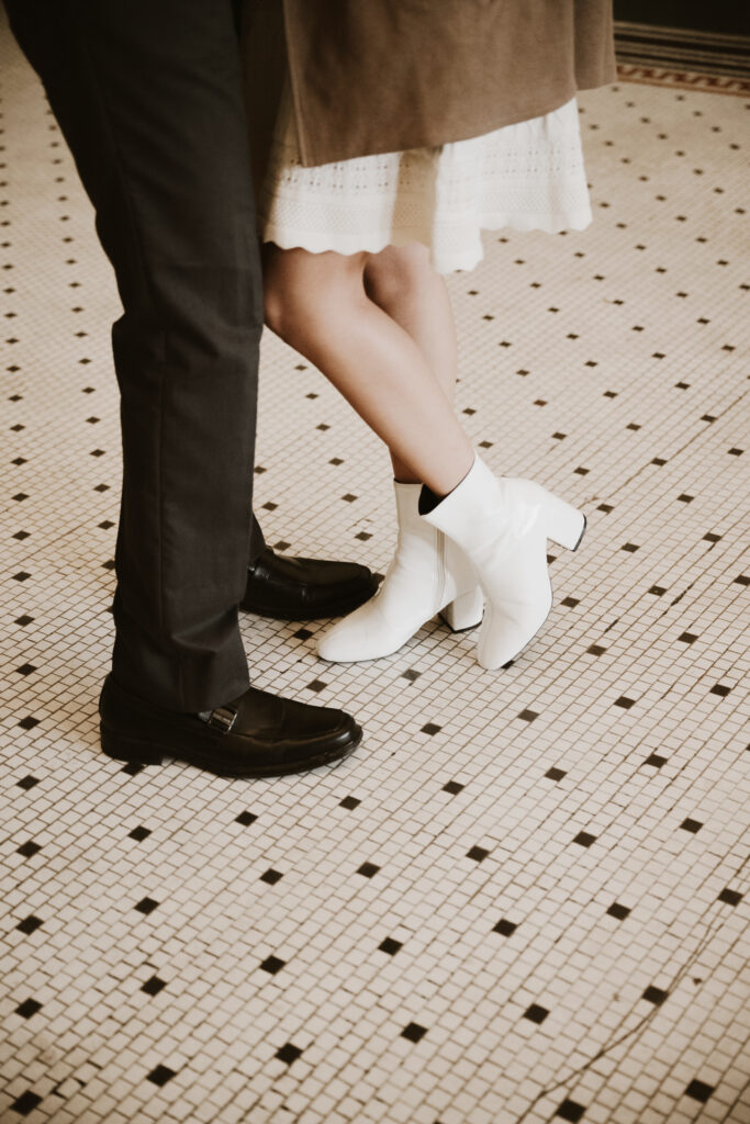 Engagement Photos in a Hotel Lobby