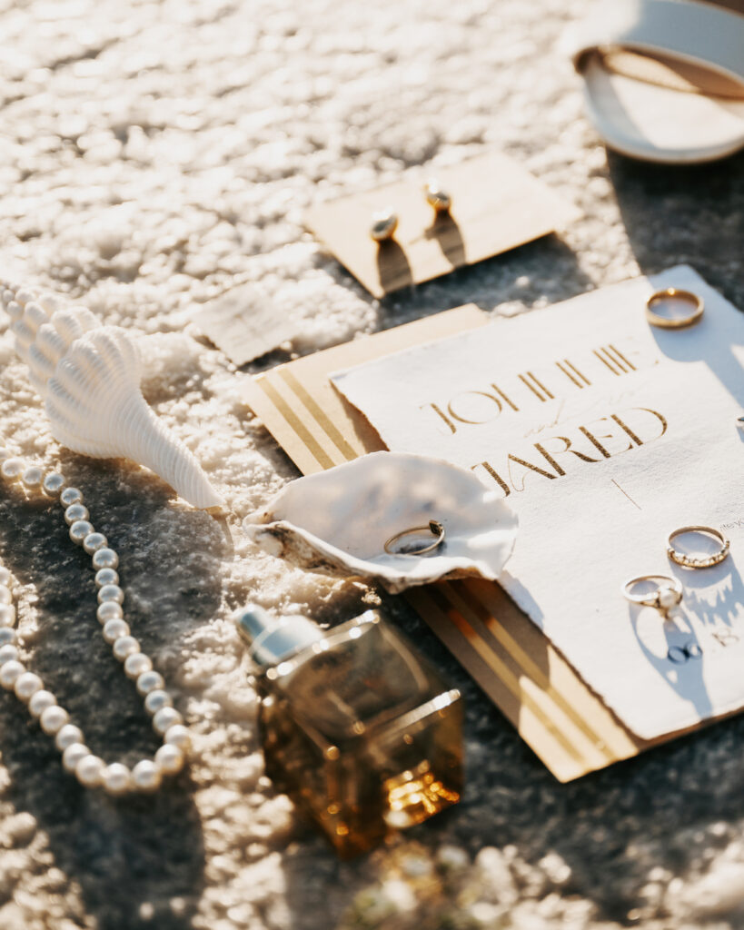 Flat lay for a couple who is Eloping at the Salt Flats in Utah