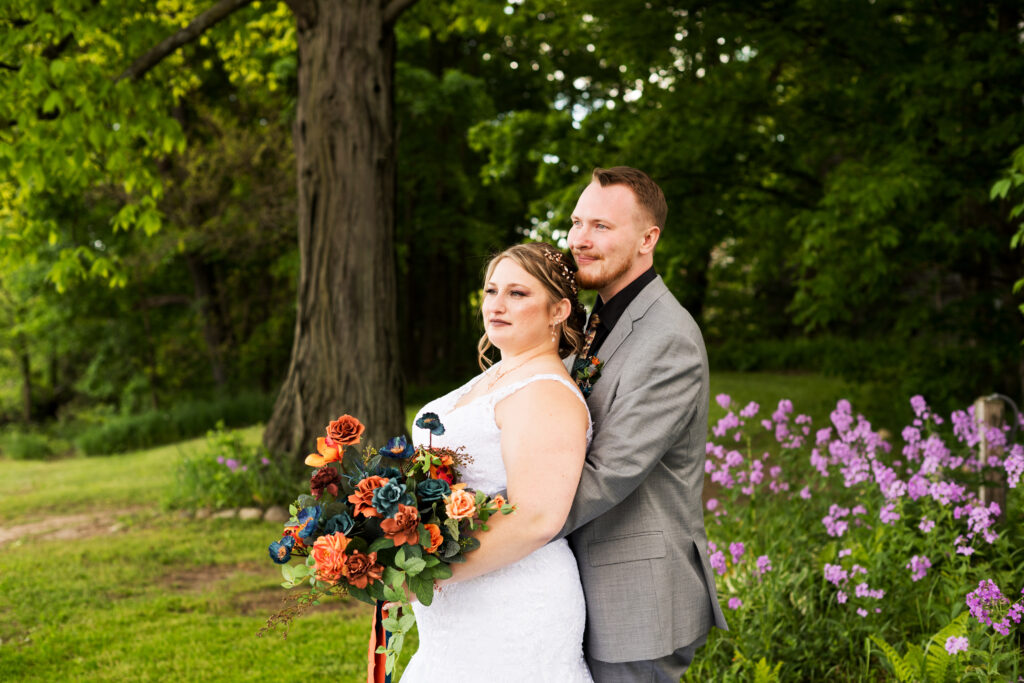 Outdoor ceremony space at The Vintage Rose Barn wedding venue in Michigan.