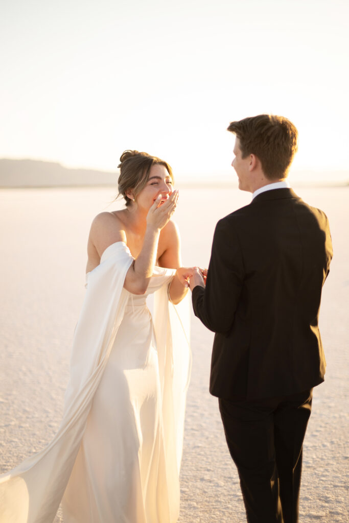 Bride and Groom exchanging vows in Utah