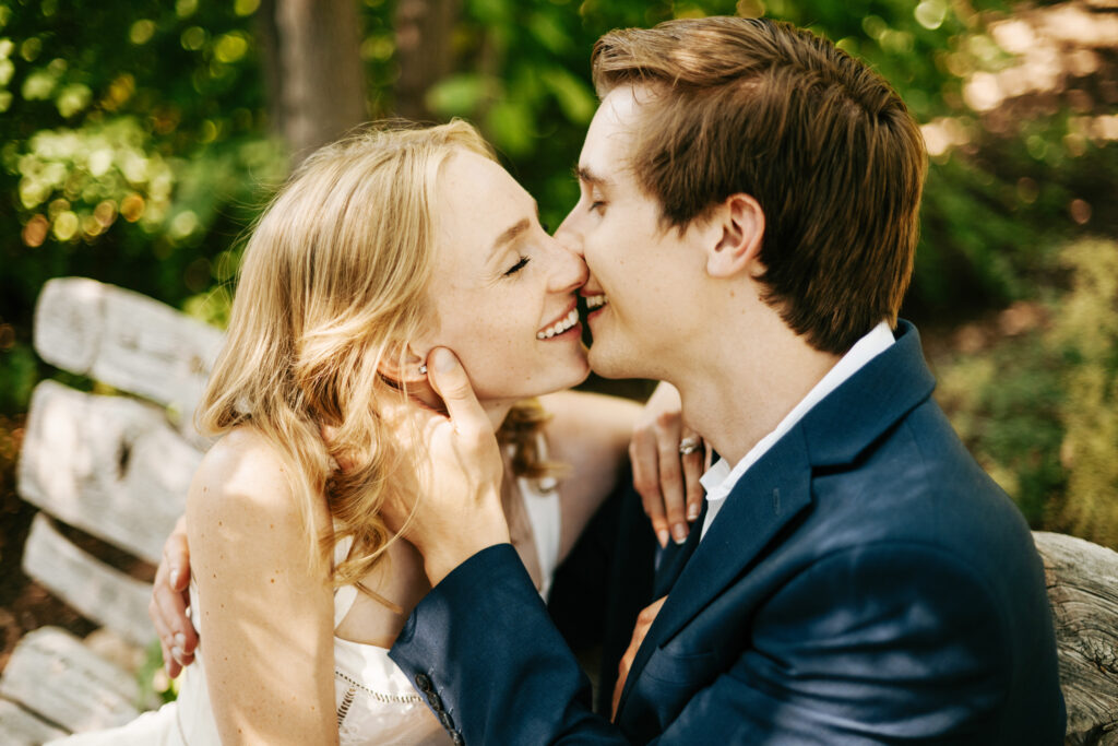 Couples session after a surprise proposal at Red Butte Garden in Salt Lake City.