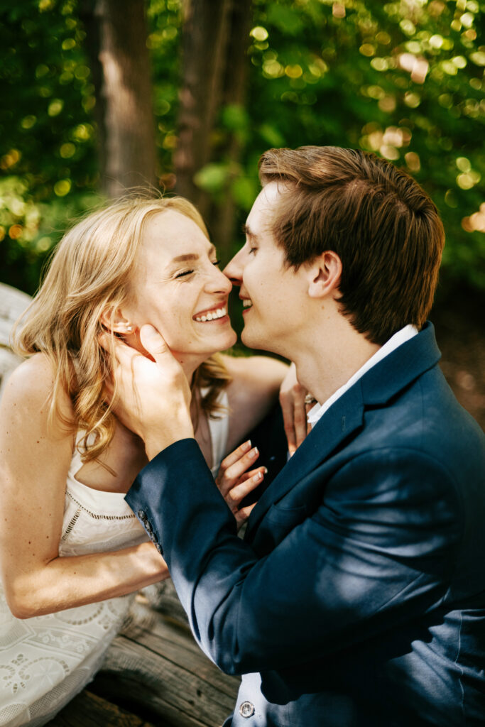 Couple getting engaged at Red Butte Garden in Salt Lake City, Utah.