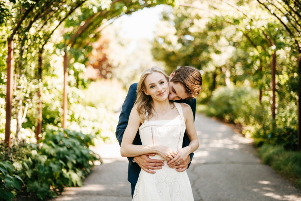 Couples session after a surprise proposal at Red Butte Garden in Salt Lake City.