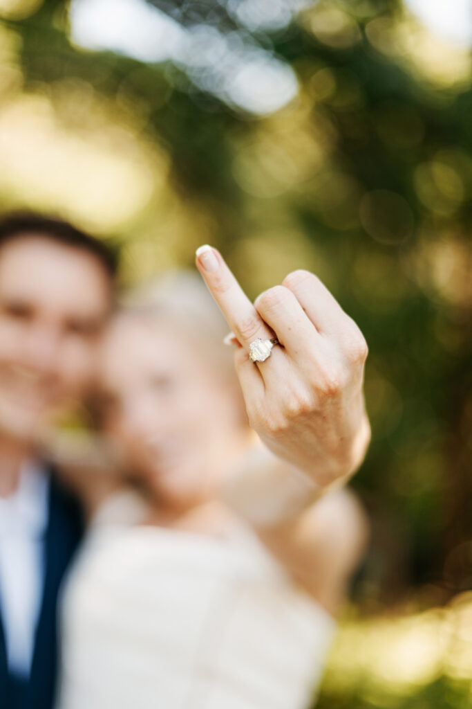 Couples session after a surprise proposal at Red Butte Garden in Salt Lake City.