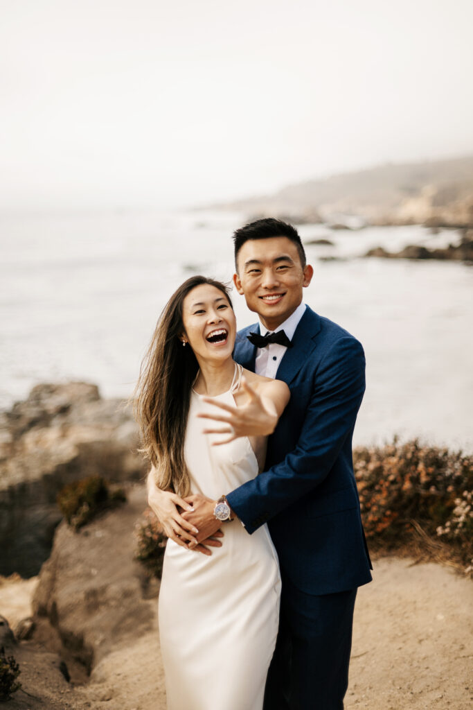 Bride and groom eloping in Big Sur California.
