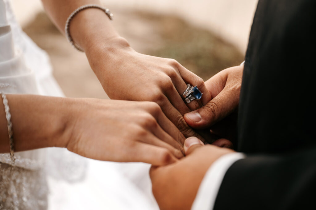 Blue diamond wedding ring