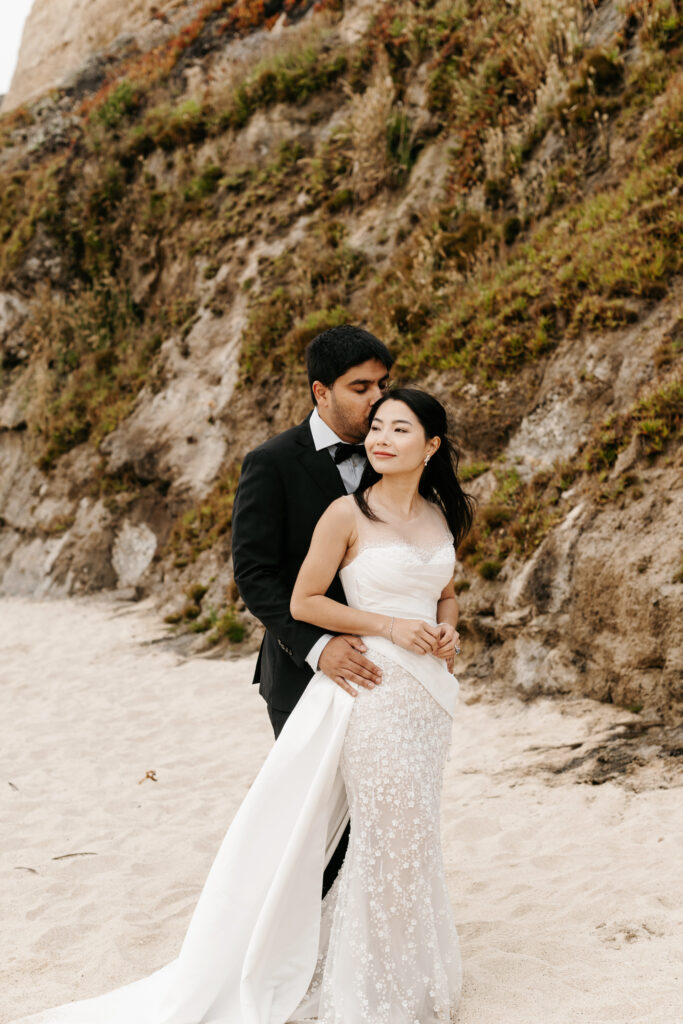 Bride and groom eloping at Half Moon Bay