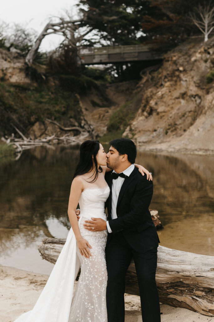 Bride and groom eloping at Half Moon Bay