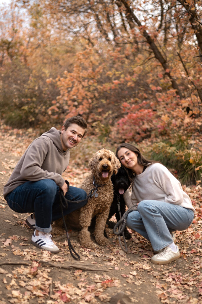 Fall Couples Session with 2 dogs