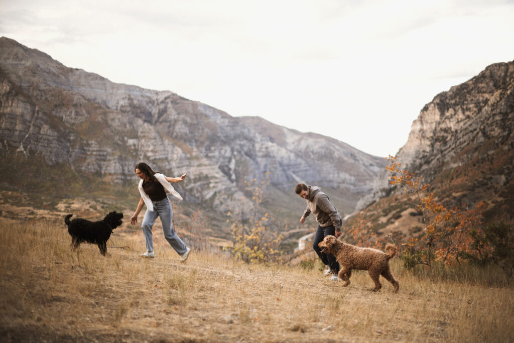 Fall Couples Session with 2 dogs