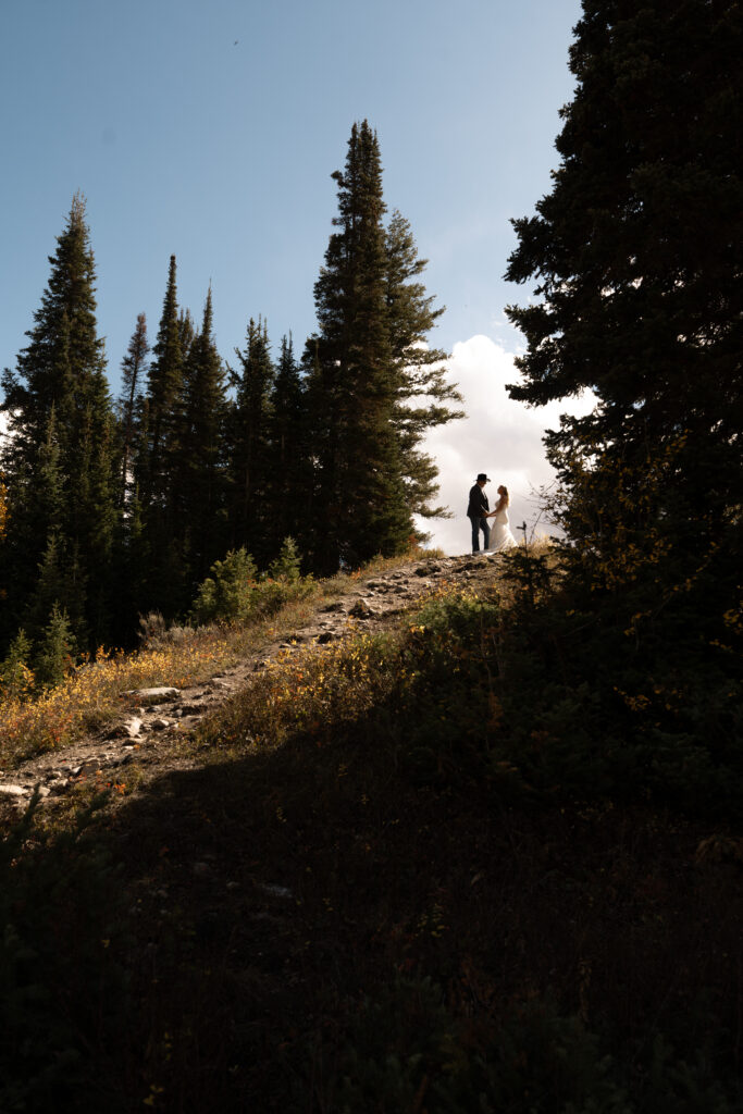Bride and Groom on a mountain top