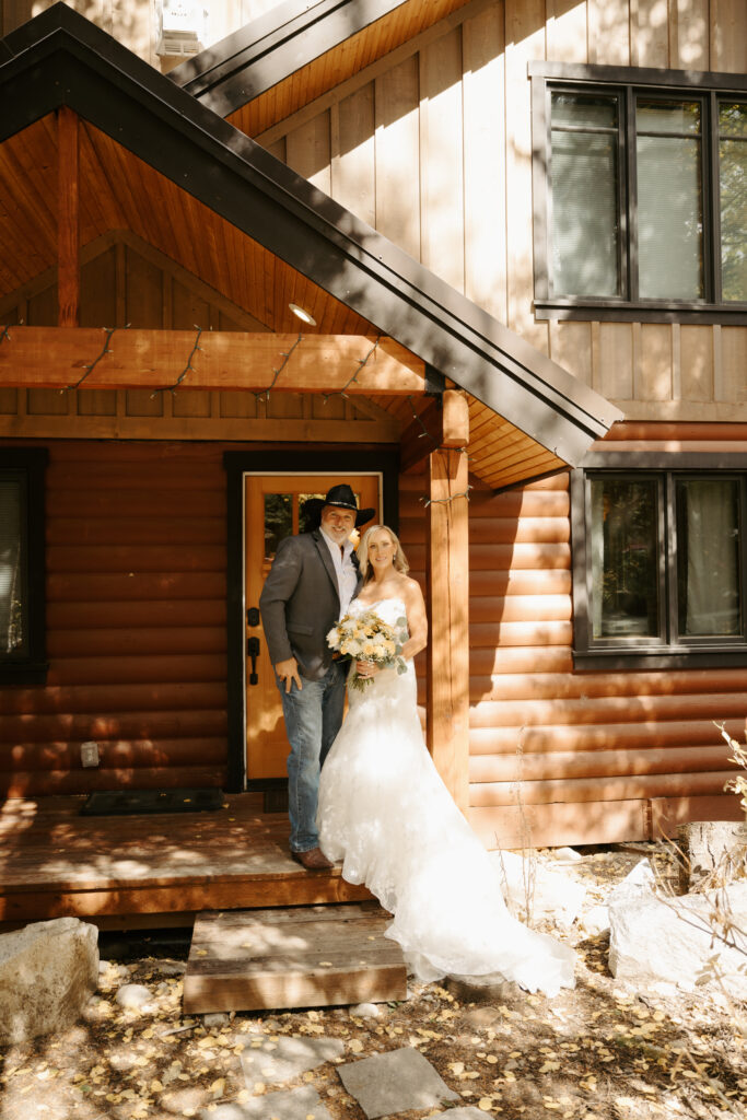 Bride and Groom in a cabin