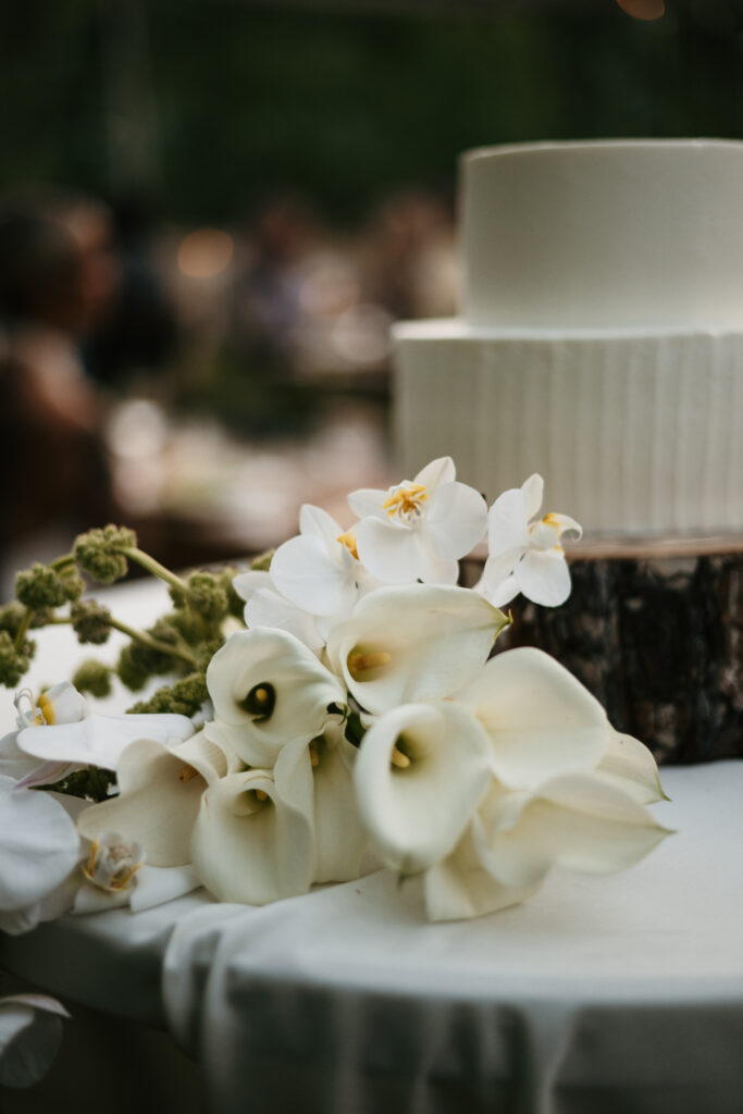 All white wedding cake