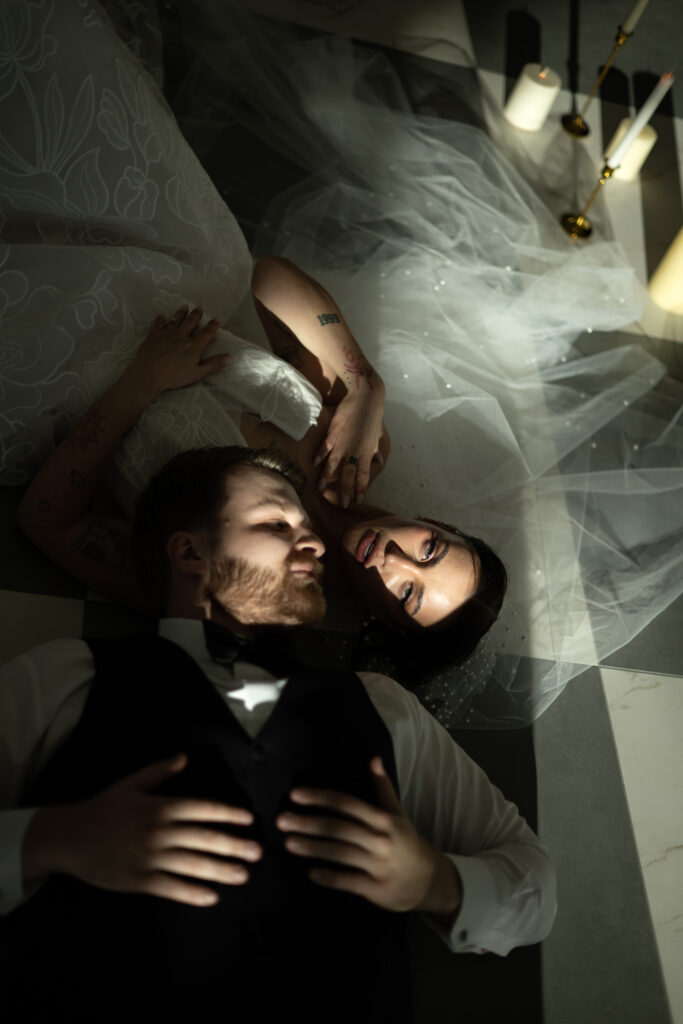 Bride and groom photos indoors