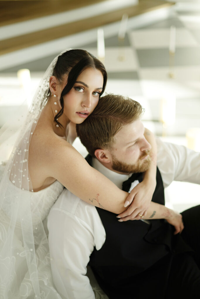 Bride and groom photos indoors
