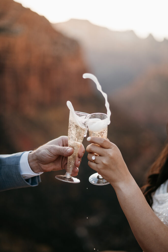Bride and Groom Eloping in Zion National Park