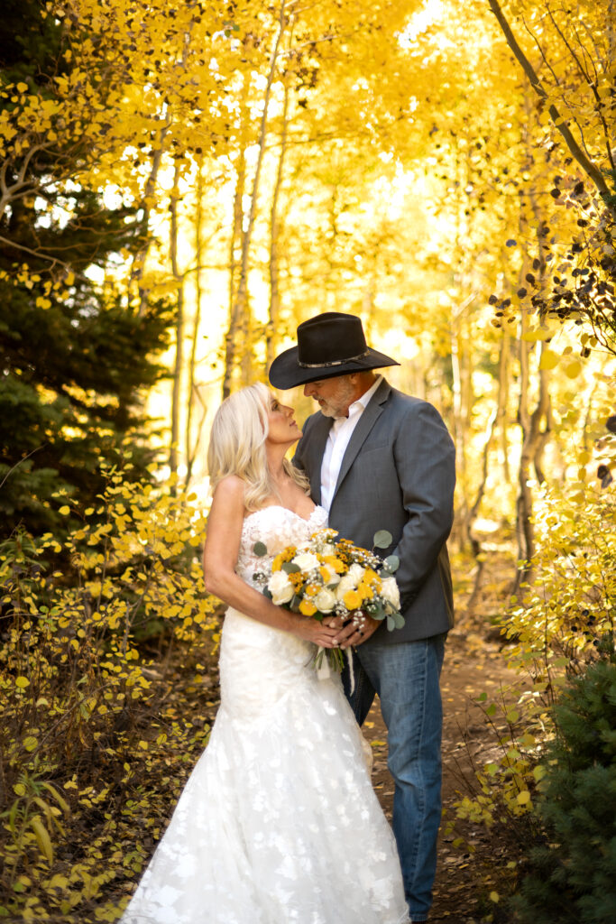 Bride and Groom Eloping in Salt Lake City Utah at Jordan Pines Campground in Big Cottonwood Canyon