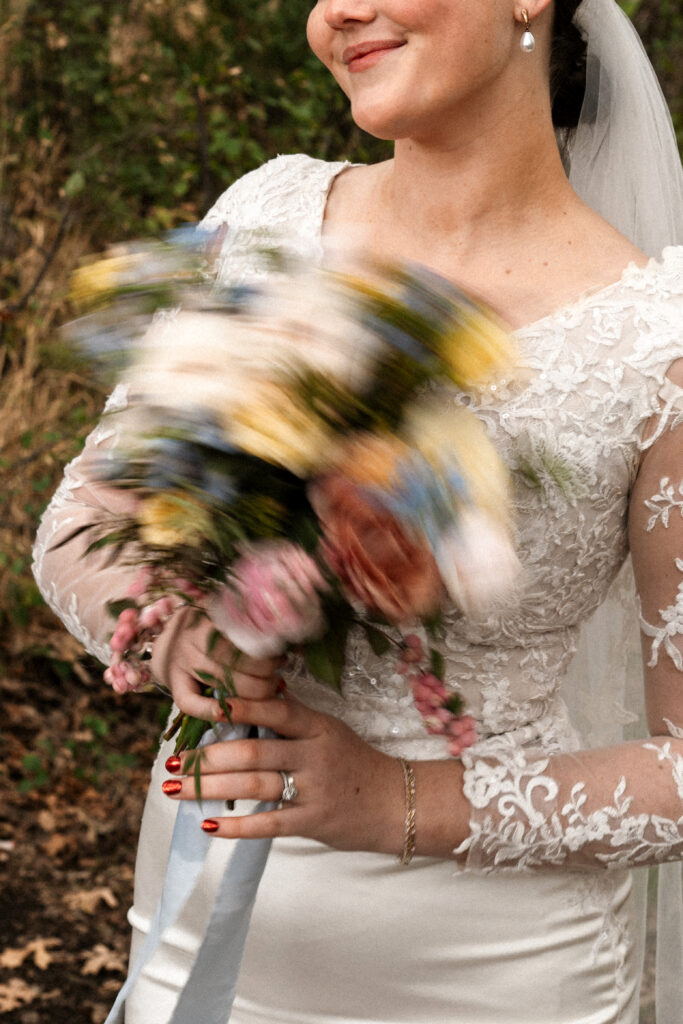 Bride and Groom Eloping in Salt Lake City Utah at Jordan Pines Campground in Big Cottonwood Canyon