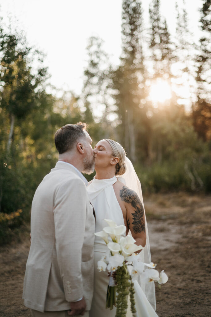 Bride and Groom Eloping in Salt Lake City Utah at Jordan Pines Campground in Big Cottonwood Canyon