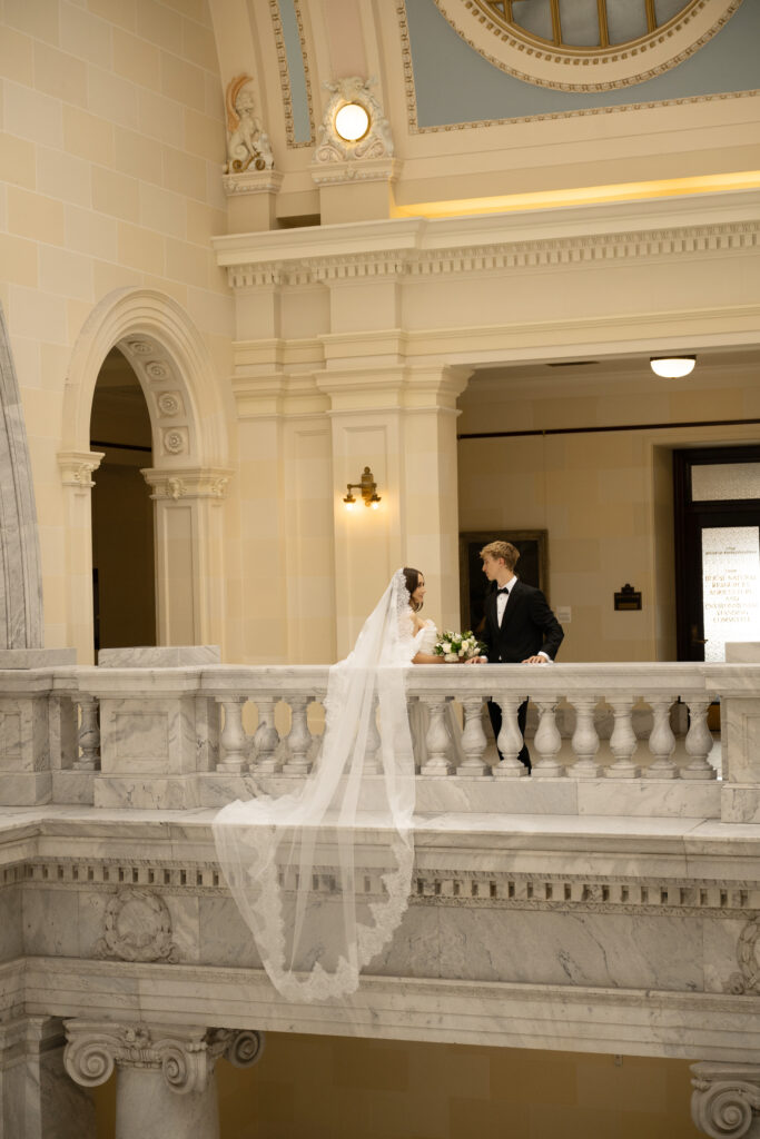 Bride and Groom Eloping in Salt Lake City Utah at the Utah State Capitol Building