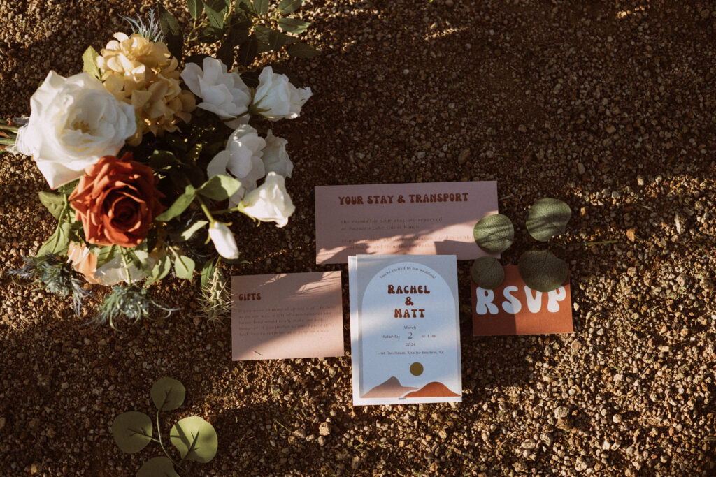 Desert wedding flatlay