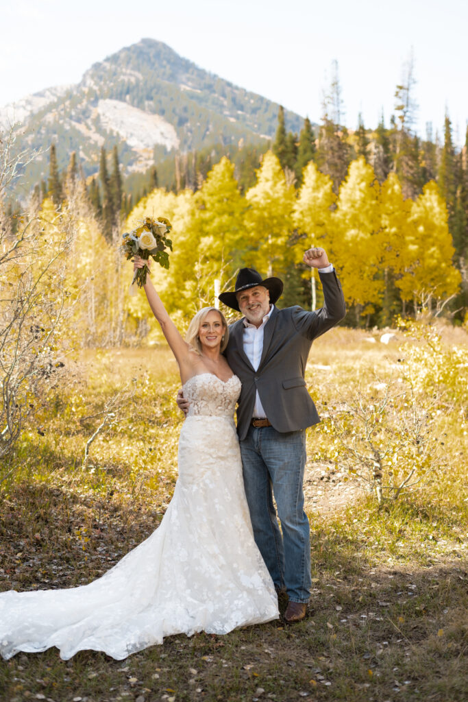 Bride and Groom eloping in Big Cottonwood Canyon