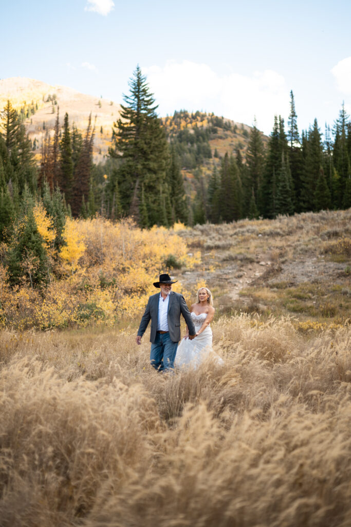Bride and Groom eloping in Big Cottonwood Canyon
