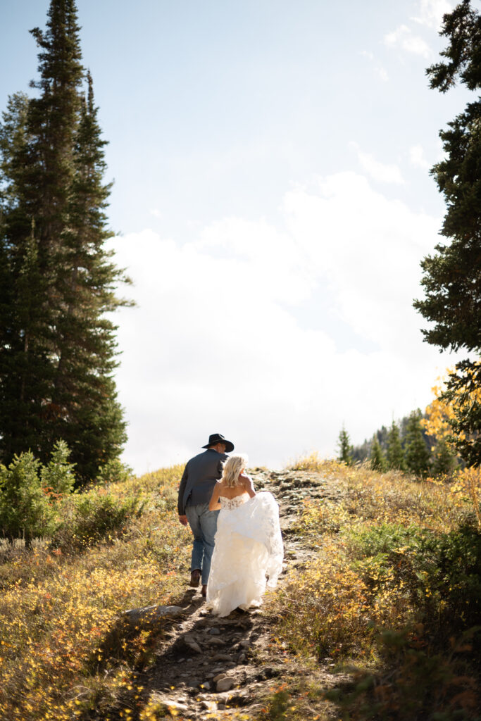 Bride and Groom eloping in Big Cottonwood Canyon