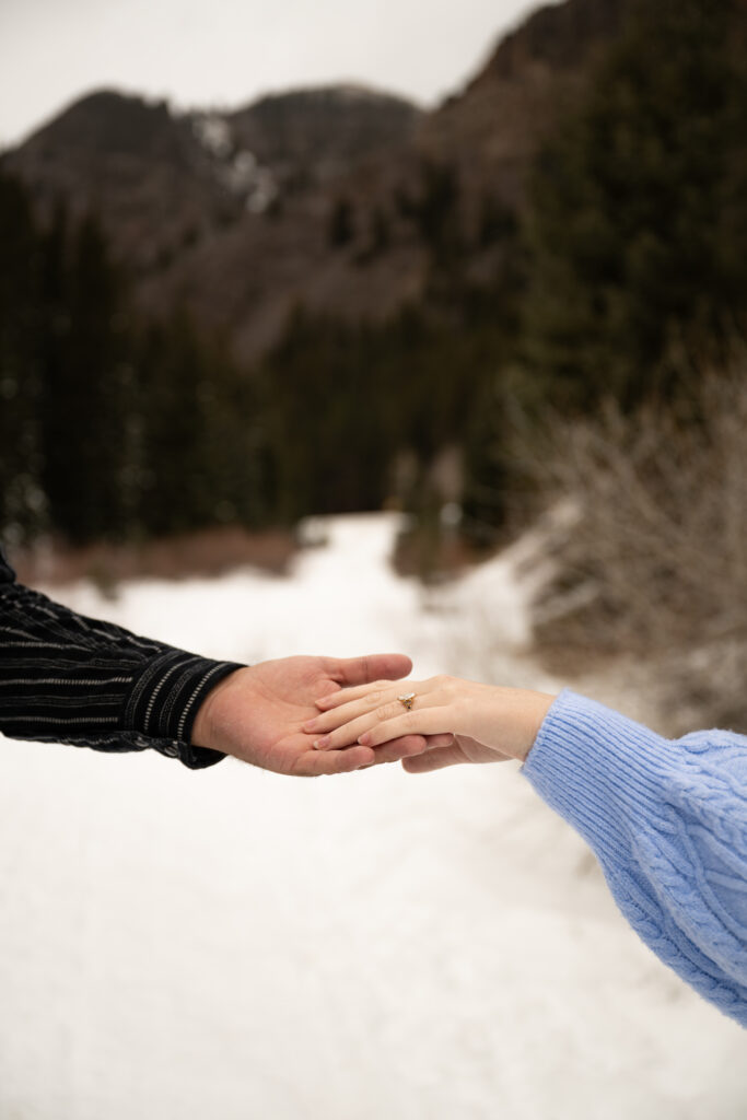 Winter Engagement Session at Jordan Pines Campground in Utah