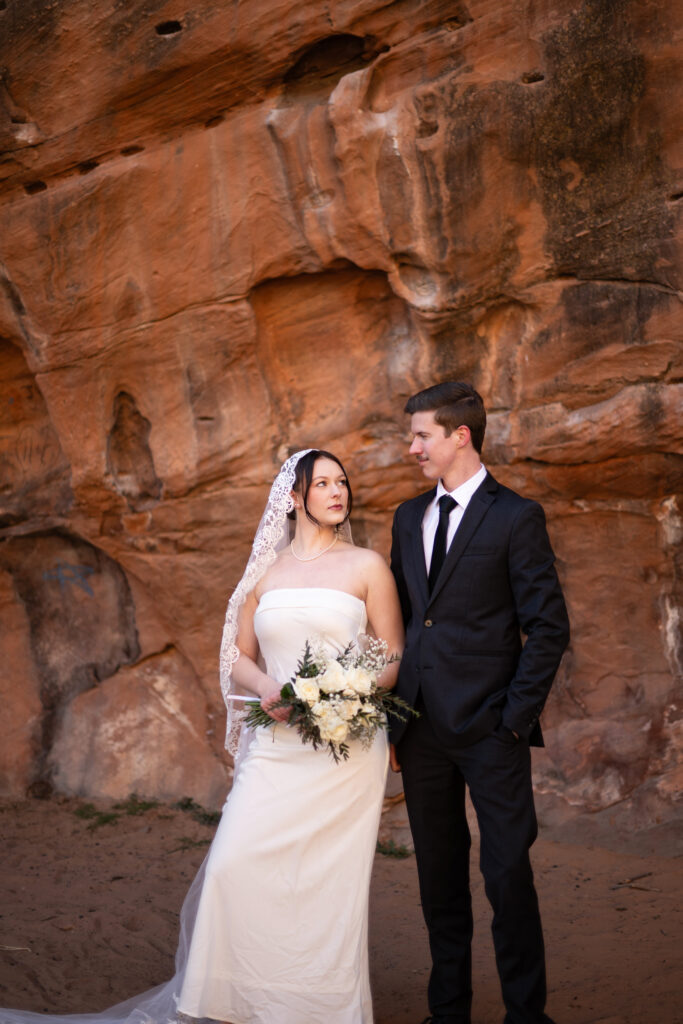 Bride and Groom Eloping in Southern Utah | Arches National Park | Moab | Zion Wedding