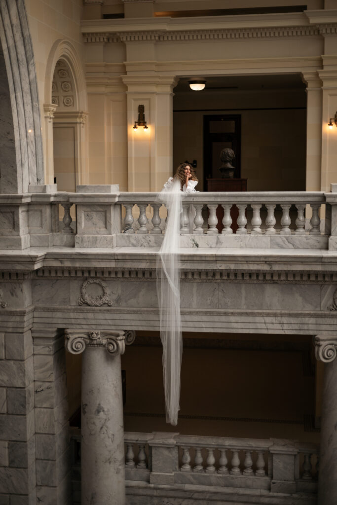 Utah State Capitol Bridals. One of the best Salt Lake City locations for timeless, elegant, and romantic wedding portraits.