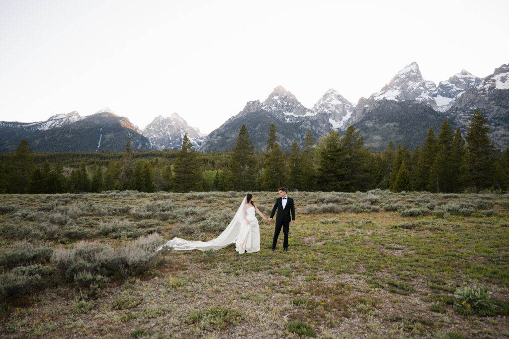 Bride and Groom eloping in Grand Teton National Park outside of Jackson Hole Wyoming