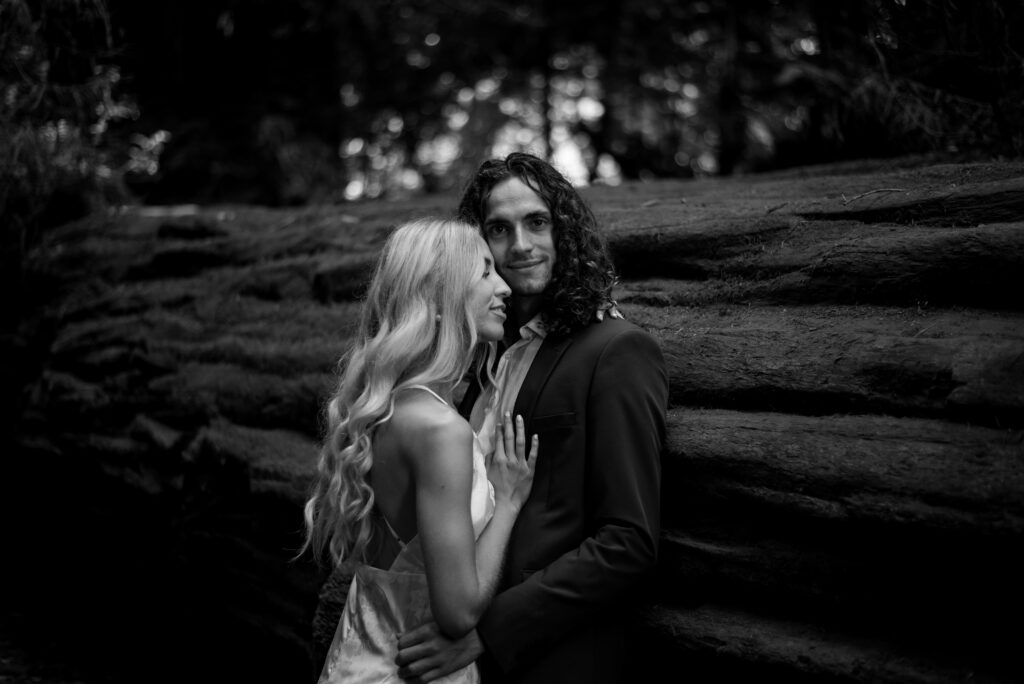 Bride and Groom eloping in the Redwoods