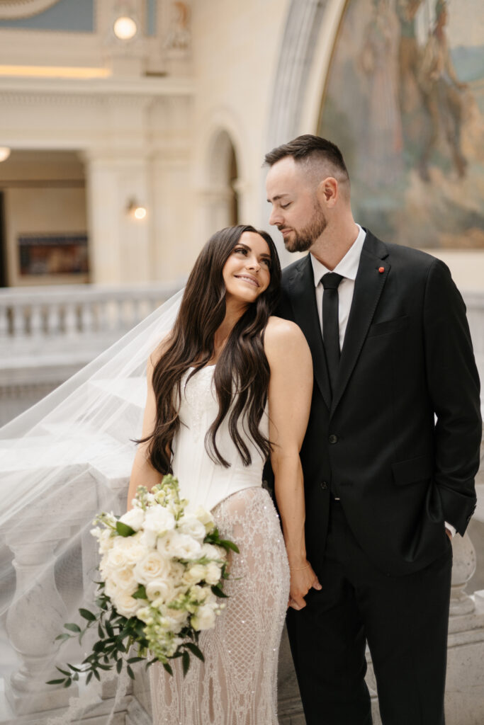 Bride and Groom photos at the Utah State Capitol Building