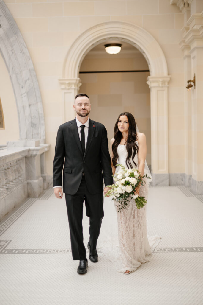 Bride and Groom photos at the Utah State Capitol Building