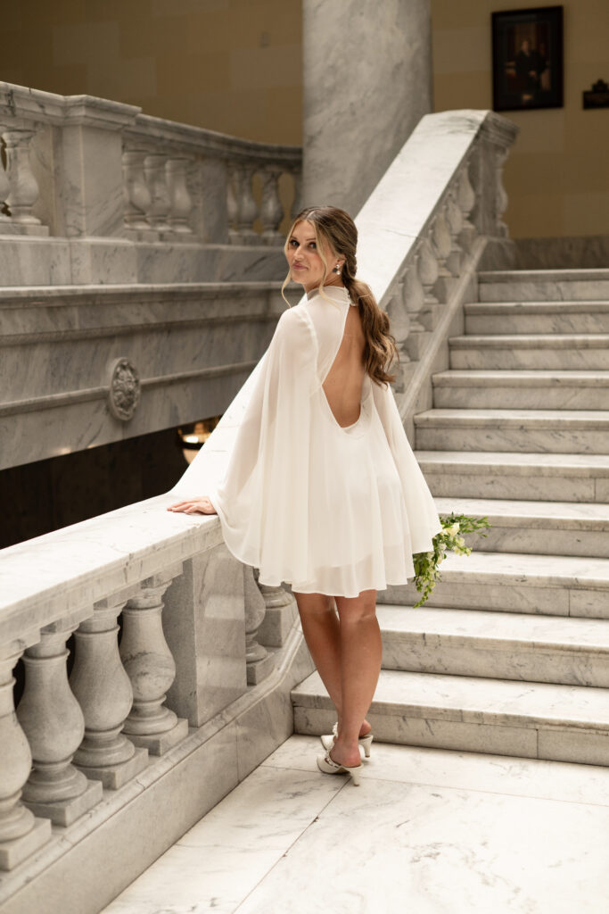 Bridal Portraits at the Utah State Capitol Building early in the day