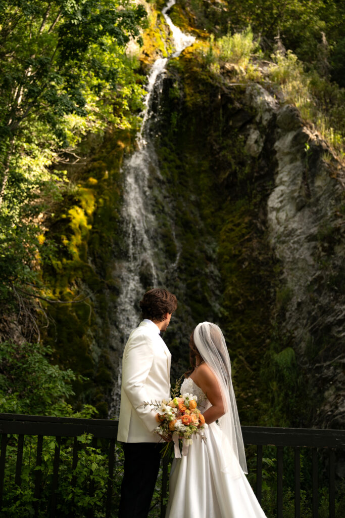 Northern Utah wedding venue with waterfall