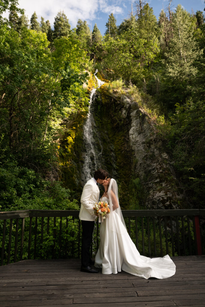 Bride and Groom waterfall photos in Northern Utah