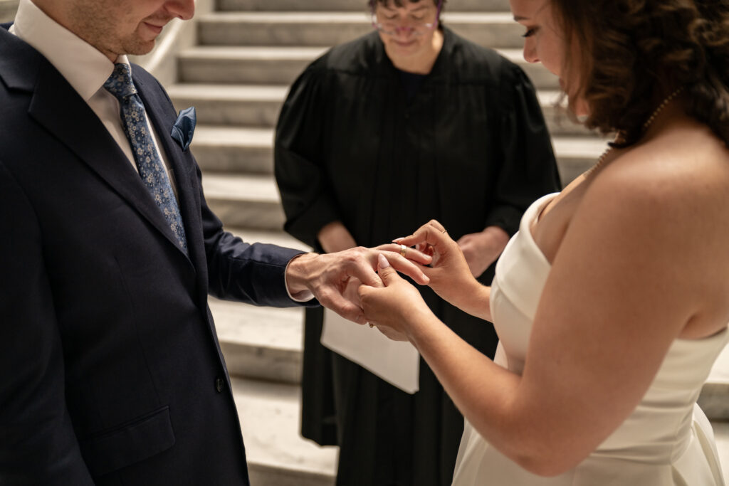 Bride and Groom eloping at the Utah State Capitol Building