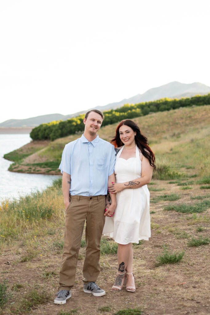 Engagement photo locations in Salt Lake City with water and mountains