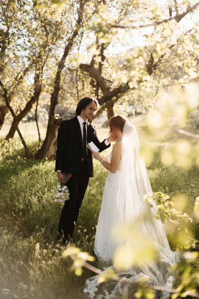 Bride and Groom private vows in the mountains